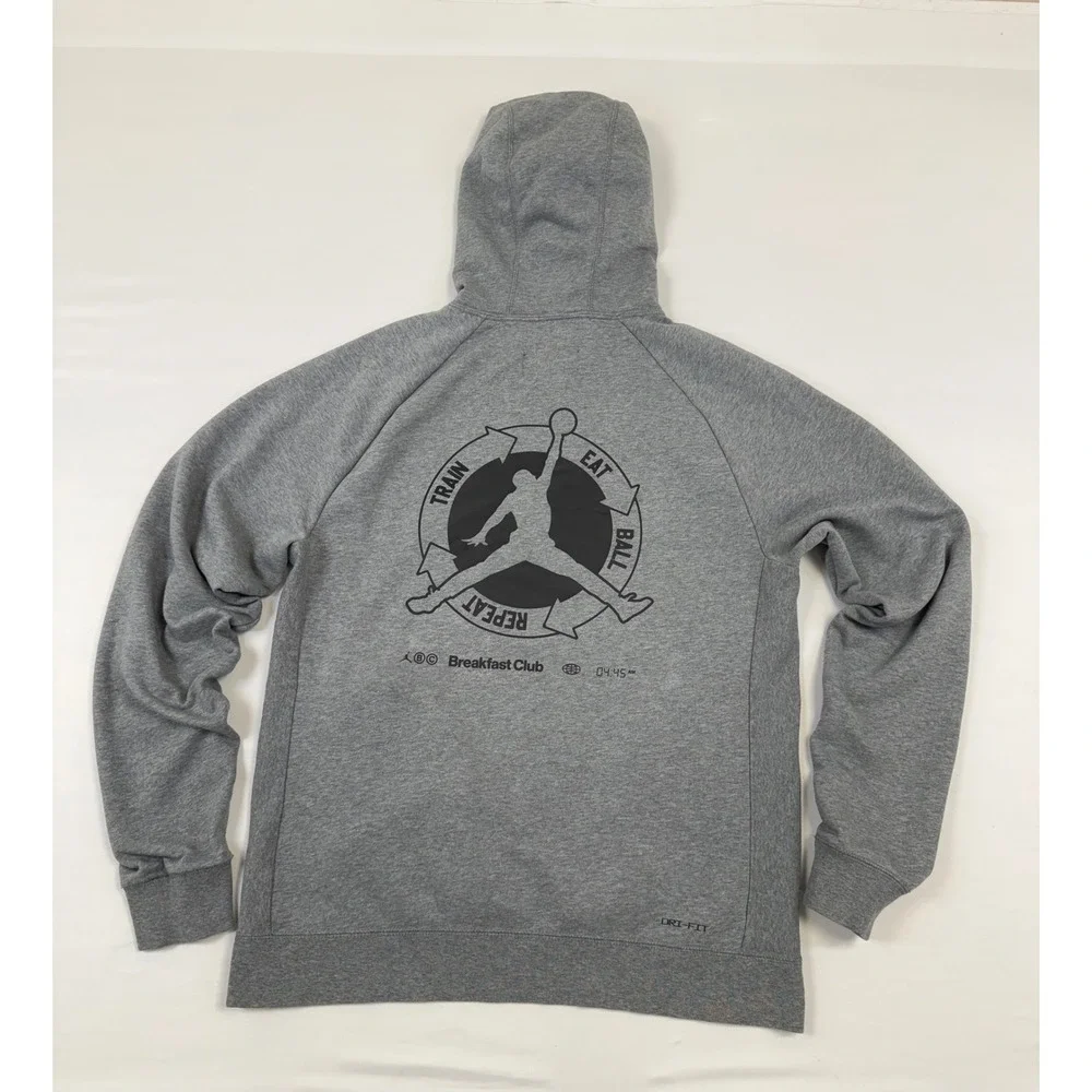 Jordan Men's Mikes Gym‎ Breakfast Club Dri-FIT Graphic Hoodie Gray Size Medium